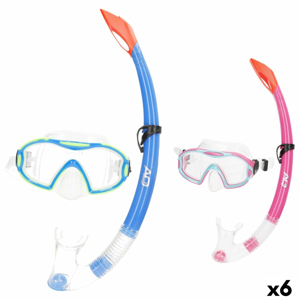 Snorkel Goggles and Tube AquaSport Blue Pink (6 Units) Snorkel Goggles and Tube AquaSport Blue Pink (6 Units)