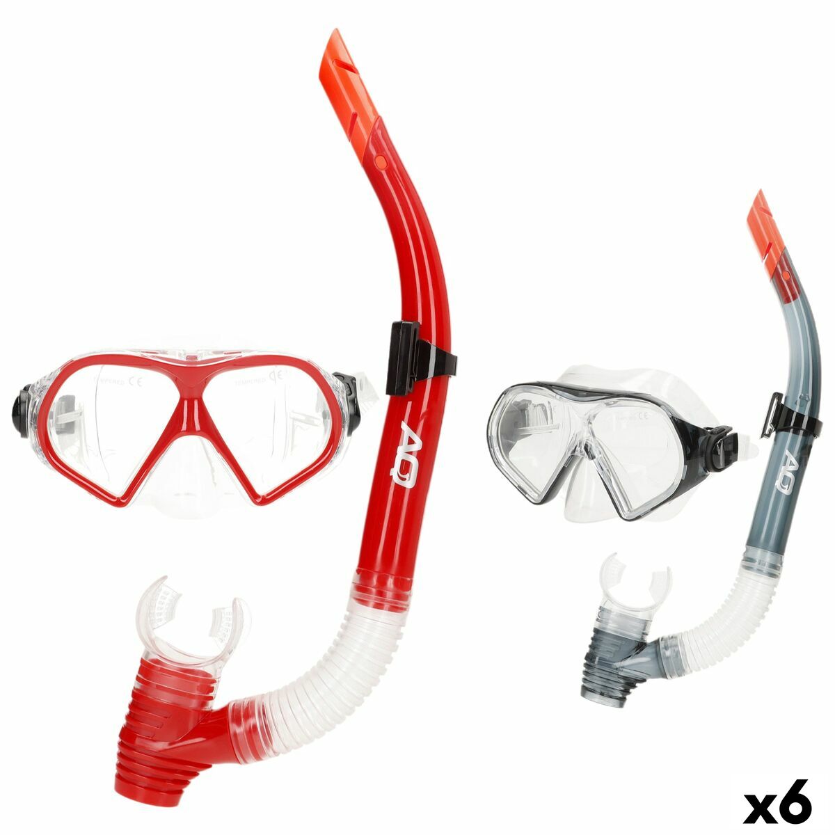 Snorkel Goggles and Tube AquaSport Red Grey (6 Units) Snorkel Goggles and Tube AquaSport Red Grey (6 Units)