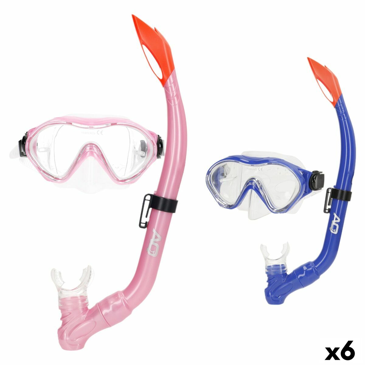 Snorkel Goggles and Tube AquaSport Blue Pink (6 Units) Snorkel Goggles and Tube AquaSport Blue Pink (6 Units)