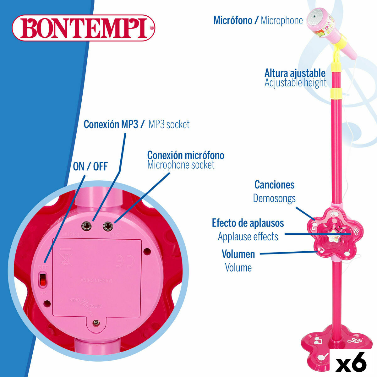 Toy microphone Bontempi 20 x 105 x 20 cm (6 Units)
