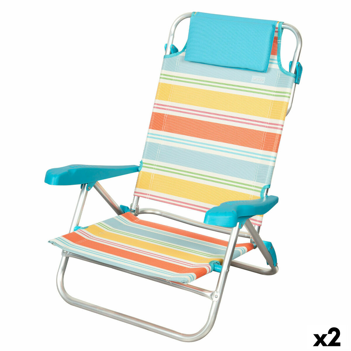 Beach Chair Aktive Multicolour 48 x 90 x 60 cm (2 Units) Beach Chair Aktive Multicolour 48 x 90 x 60 cm (2 Units)