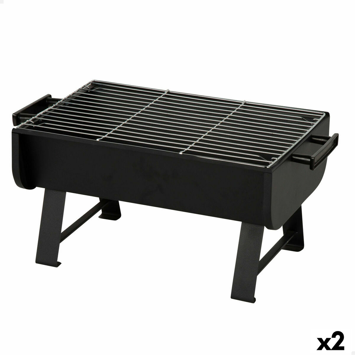 Barbecue Portable Aktive Steel 45 x 25 x 30 cm Black (2 Units) Barbecue Portable Aktive Steel 45 x 25 x 30 cm Black (2 Units)