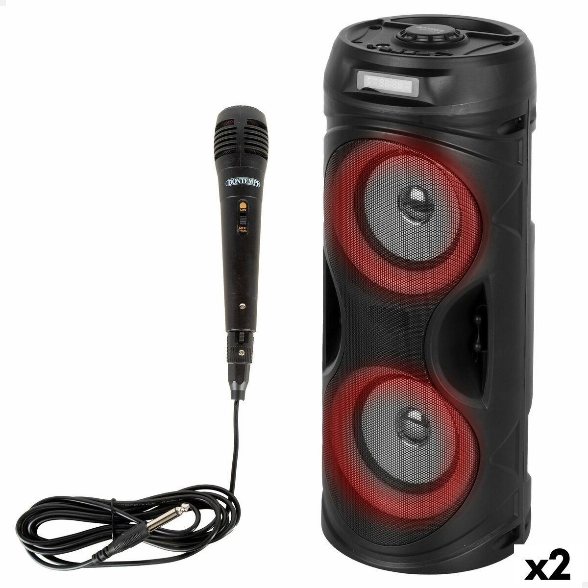 Speaker with Karaoke Microphone Bontempi Plastic 16 x 38 x 16 cm (2 Units)