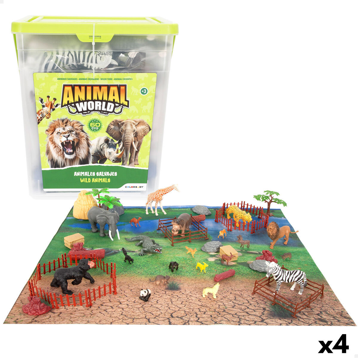 Set of Wild Animals Colorbaby Plastic 13 x 12 x 5 cm (4 Units) Set of Wild Animals Colorbaby Plastic 13 x 12 x 5 cm (4 Units)