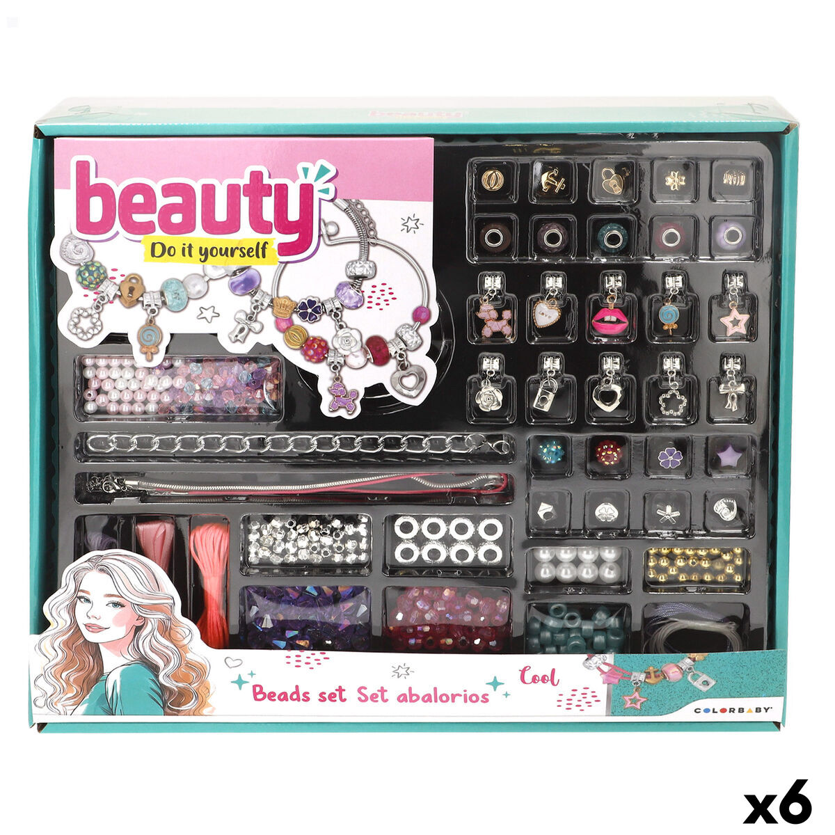 Bracelet and Necklace Making Kit Colorbaby 6,5 X 0,1 X 6,5 CM (6 Units)