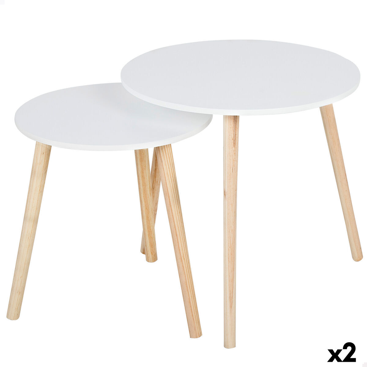 Set of 2 tables Max Home White 50 x 50 x 50 cm (2 Units)