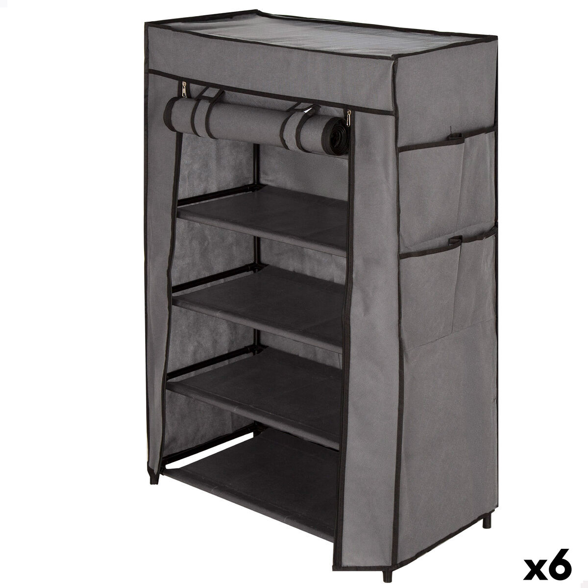 Shoe Rack Max Home Black Grey Metal Textile 60 X 90 X 30 CM (6 Units) Shoe Rack Max Home Black Grey Metal Textile 60 X 90 X 30 CM (6 Units)