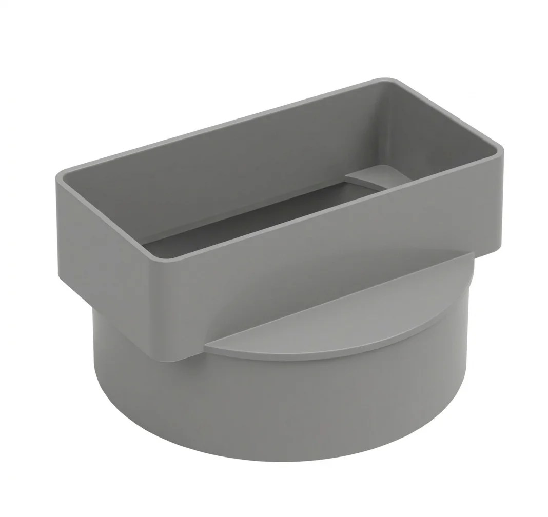 Short Round to Rectangular Duct Adaptor 100mm to 110 x 54mm (F)