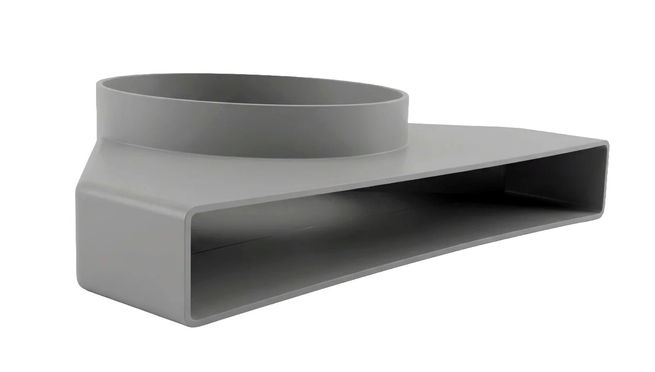 Plenum Cooker Hood/Fan Connector 225 x 25mm to 125mm