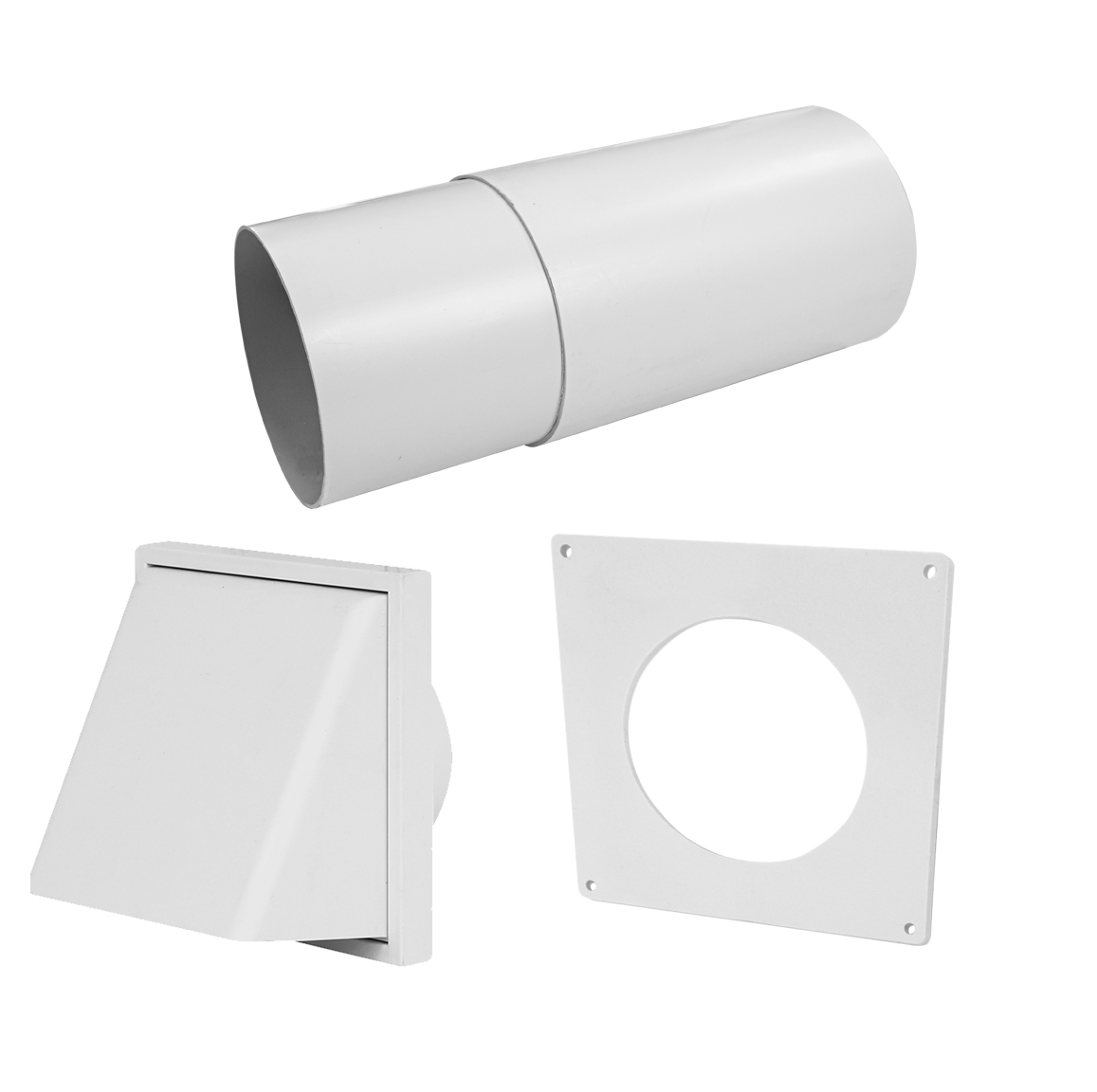 7108W Round Pipe 250mm to 450mm Telescopic Outlet Set White 100mm/4Inch