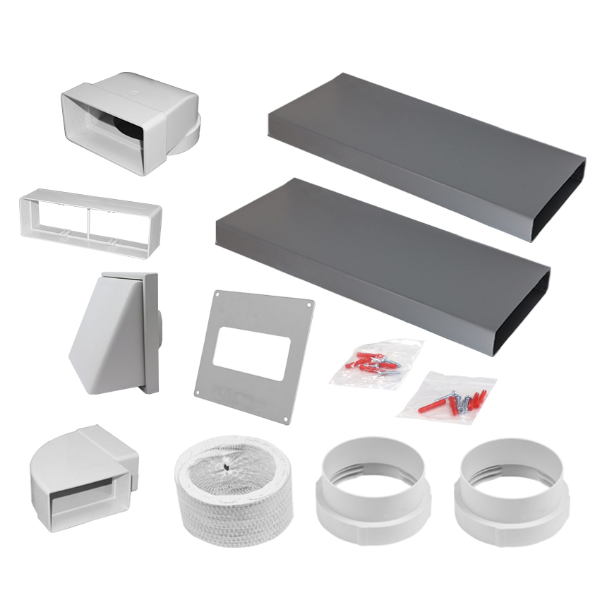 7212W 3m Flat Channel Ducting Kit White 100mm/4Inch