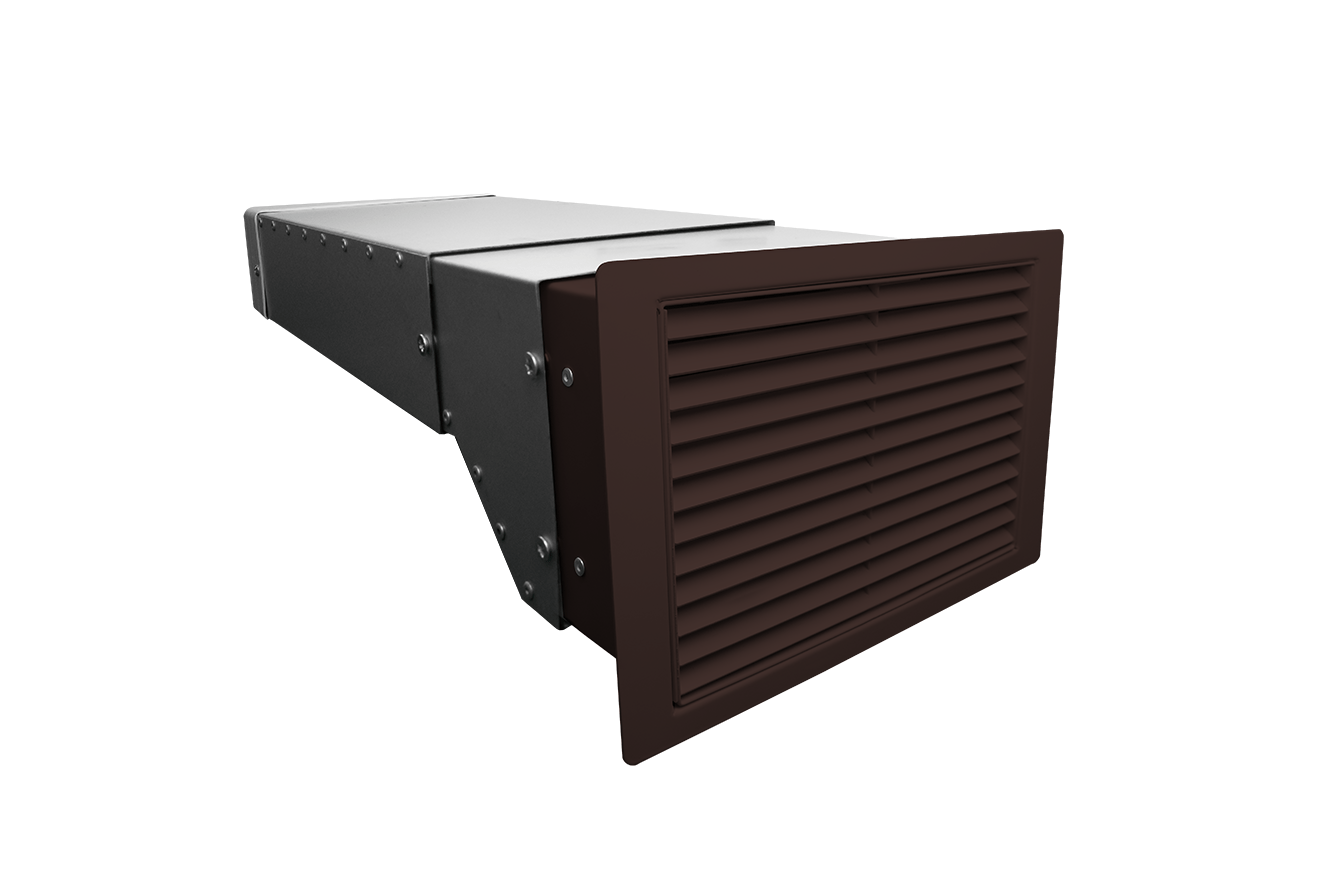 220 x 90mm Fire Double Grille Flanged Airbrick Ducting Kit 640mm Length (Brown)
