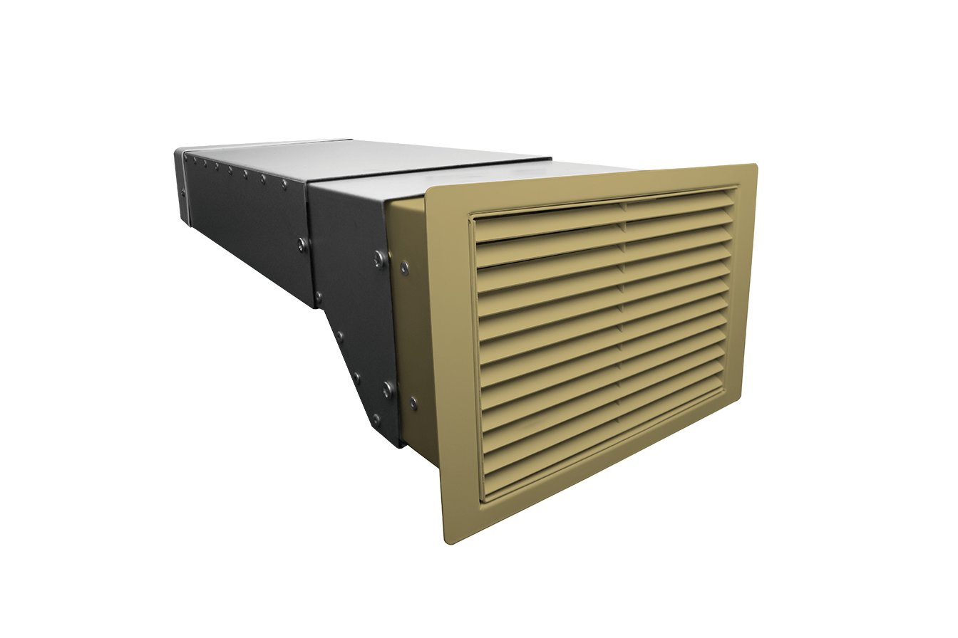 220 x 90mm Fire Double Grille Flanged Airbrick Ducting Kit 640mm Length (Cotswold Stone)