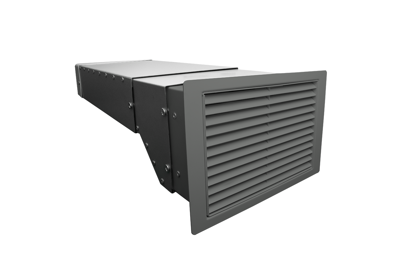 220 x 90mm Fire Double Grille Flanged Airbrick  Ducting Kit 640mm Length (Grey)