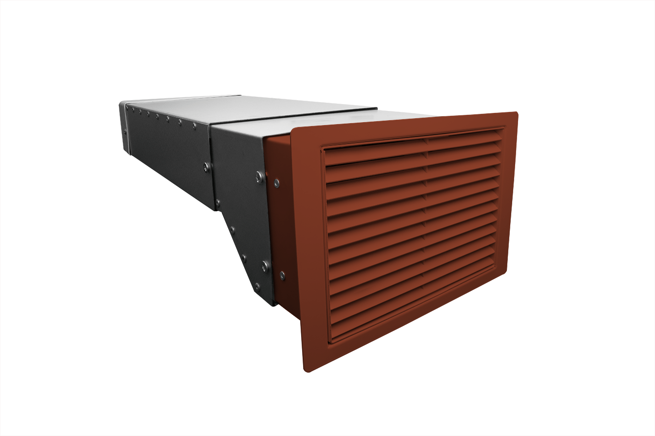 220 x 90mm Fire Double Grille Flanged Airbrick Ducting Kit 640mm Length (Terracotta)