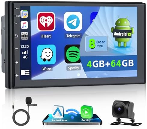 Newest 8 Core Android 13 Car Stereo Double Din with 4G+64G, Built-in Wireless Apple Carplay Wireless Android Auto, 7 Inch IPS Touchscreen Display DSP GPS Navigation Car Radio Newest 8 Core Android 13 Car Stereo Double Din with 4G+64G, Built-in Wireless Apple Carplay Wireless Android Auto, 7 Inch IPS Touchscreen Display DSP GPS Navigation Car Radio