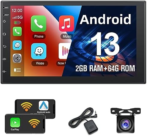 2+64G Podofo 2Din 7Inch Car Stereo with Wireless Apple Carplay/Android Auto Android 13 Touchscreen Radio Receiver with GPS/Bluetooth/SWC/FM/RDS/WiFi/USB + Backup Camera 2+64G Podofo 2Din 7Inch Car Stereo with Wireless Apple Carplay/Android Auto Android 13 Touchscreen Radio Receiver with GPS/Bluetooth/SWC/FM/RDS/WiFi/USB + Backup Camera
