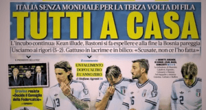‘¡Todos fuera!’ Los periódicos italianos furiosos reaccionan después de que Italia no se clasificara para el tercer Mundial consecutivo ‘¡Todos fuera!’ Los periódicos italianos furiosos reaccionan después de que Italia no se clasificara para el tercer Mundial consecutivo