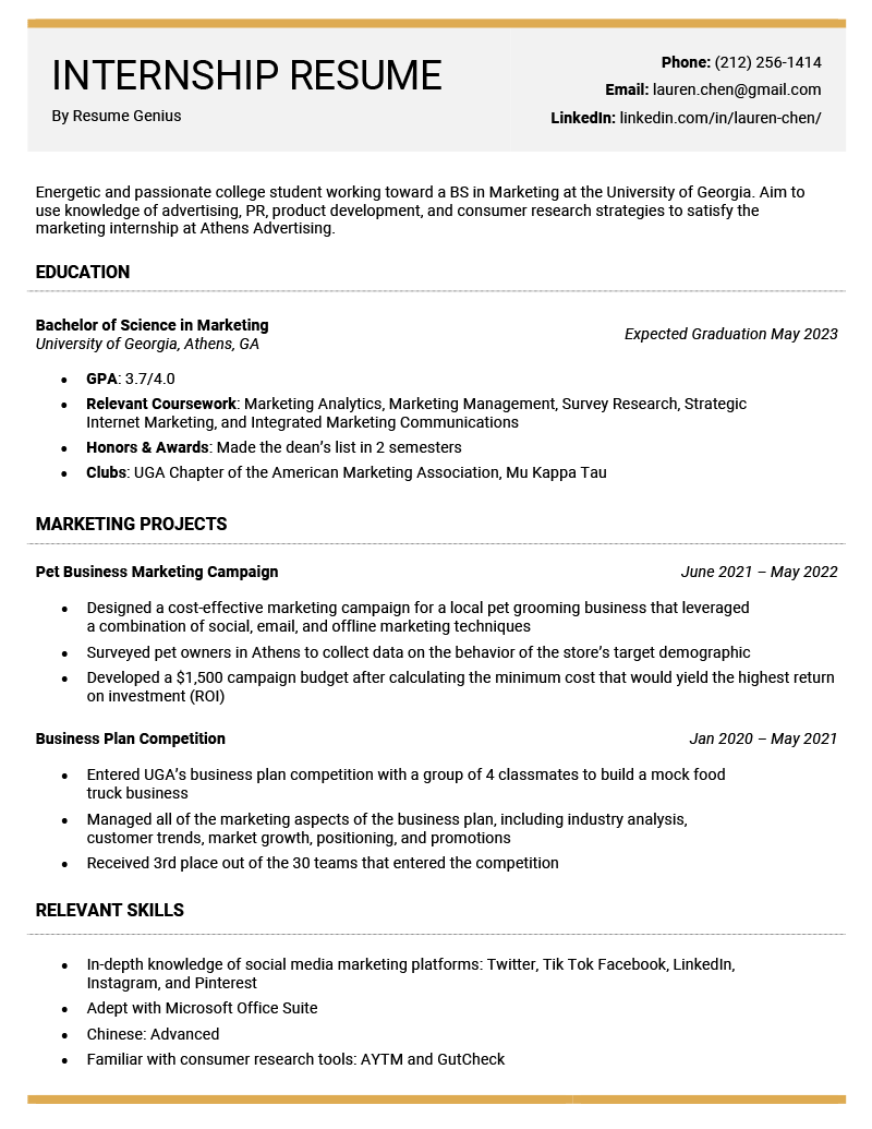 How to Write a Resume for a College Student Internship How to Write a Resume for a College Student Internship