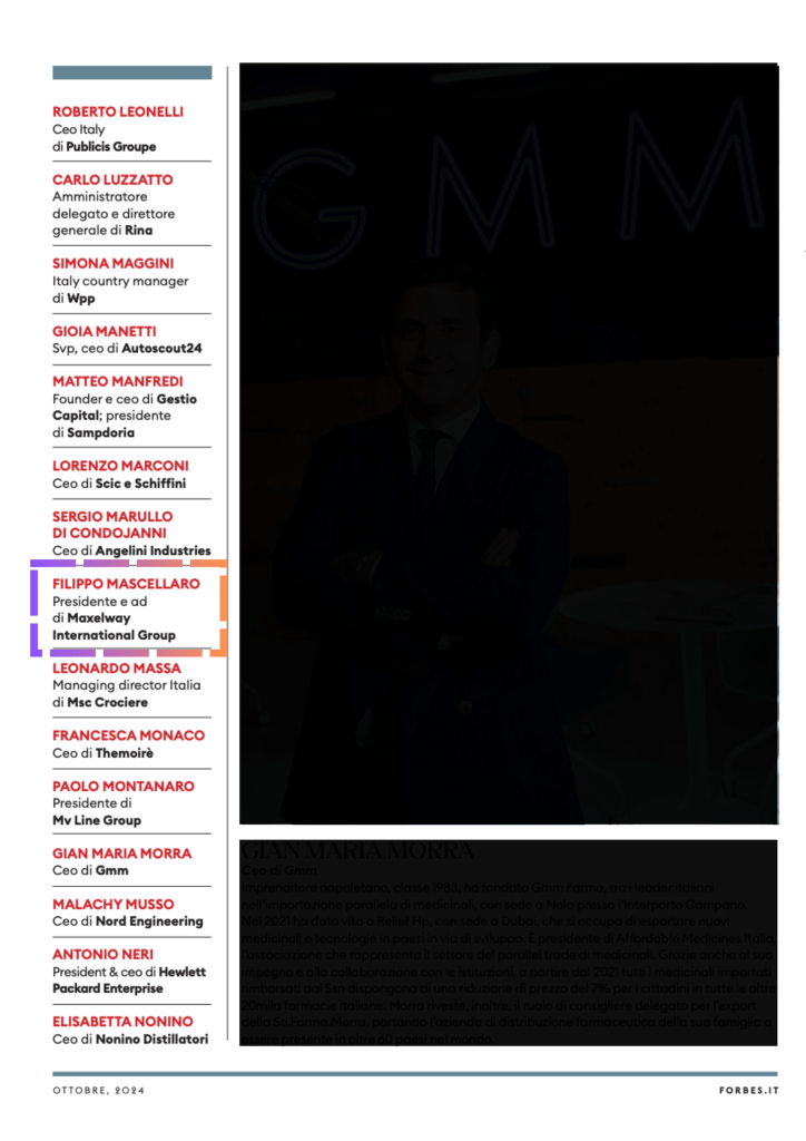 FILIPPO MASCELLARO, CEO DI MAXELWAY, IN CLASSIFICA FORBES FILIPPO MASCELLARO, CEO DI MAXELWAY, IN CLASSIFICA FORBES