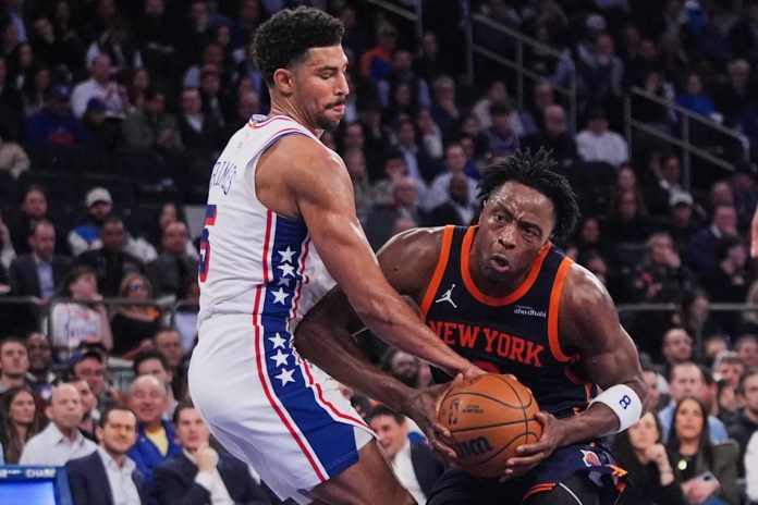 Anunoby scores 27 points as the Knicks win 105-91 and send the 76ers to their 9th straight loss Anunoby scores 27 points as the Knicks win 105-91 and send the 76ers to their 9th straight loss