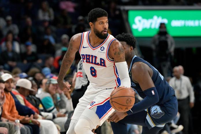 Paul George exits Sixers game after hyperextending left knee, again Paul George exits Sixers game after hyperextending left knee, again