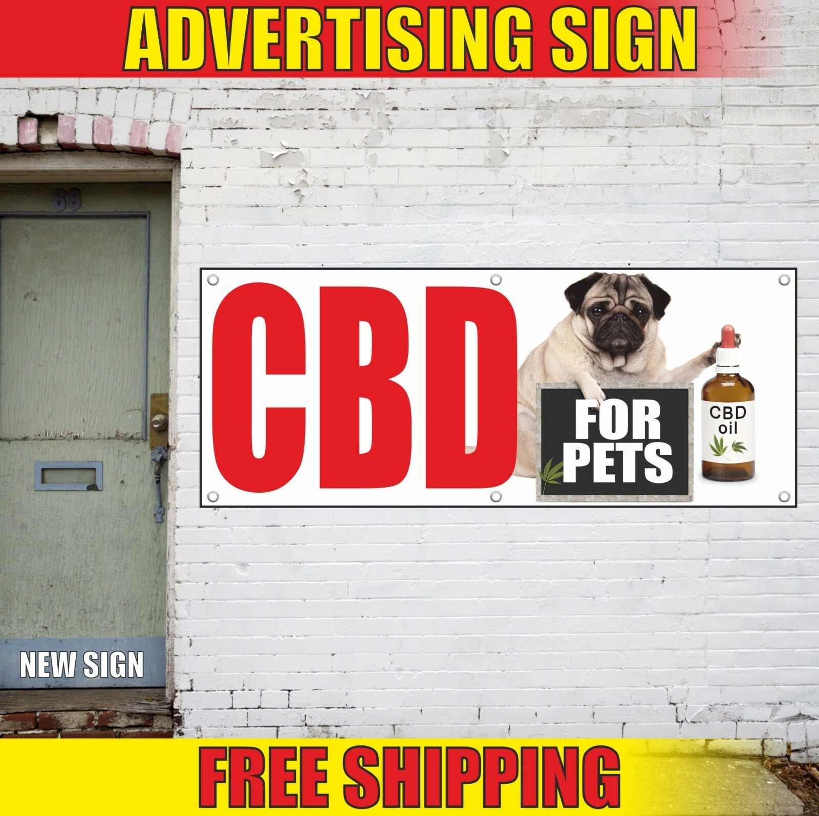 CBD FOR PETS Banner Advertising Vinyl Sign Flag shop oil natural edibles healthy