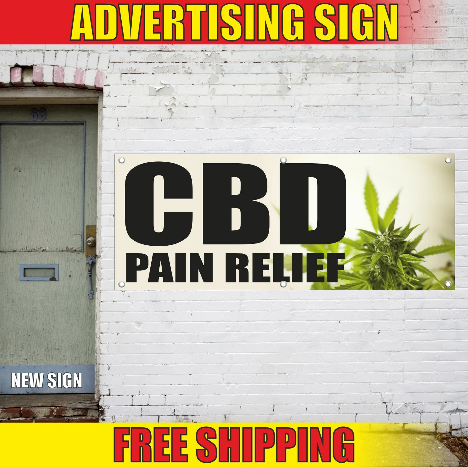 CBD PAIN RELIEF Advertising Banner Vinyl Mesh Decal Sign dispensary oil vape now