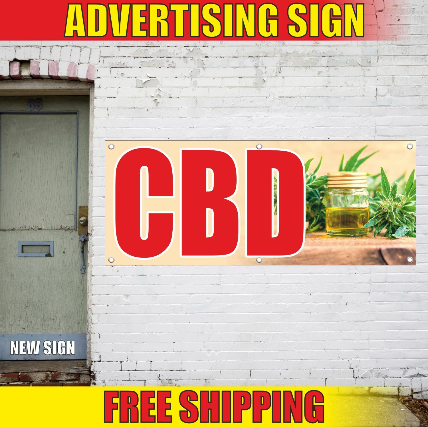 CBD Advertising Banner Vinyl Mesh Decal Sign EDIBLES VAPE RELIEF ORGANIC OIL