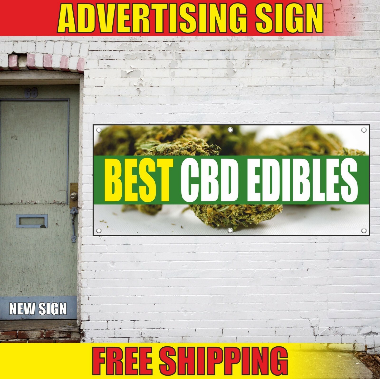 CBD EDIBLES Banner Advertising Vinyl Sign Flag gift flavour shop here open BEST
