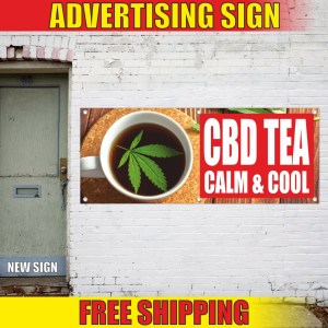CBD TEA Banner Advertising Vinyl Sign Flag shop edibles flavour gift CALM & COOL CBD TEA Banner Advertising Vinyl Sign Flag shop edibles flavour gift CALM & COOL