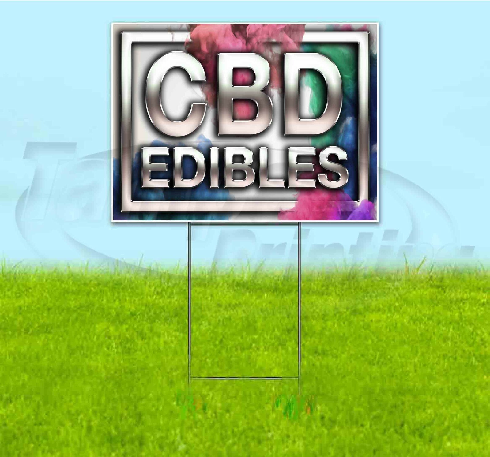 CBD EDIBLES 18×24 Yard Sign WITH STAKE Corrugated Bandit USA BUSINESS DISPENSARY