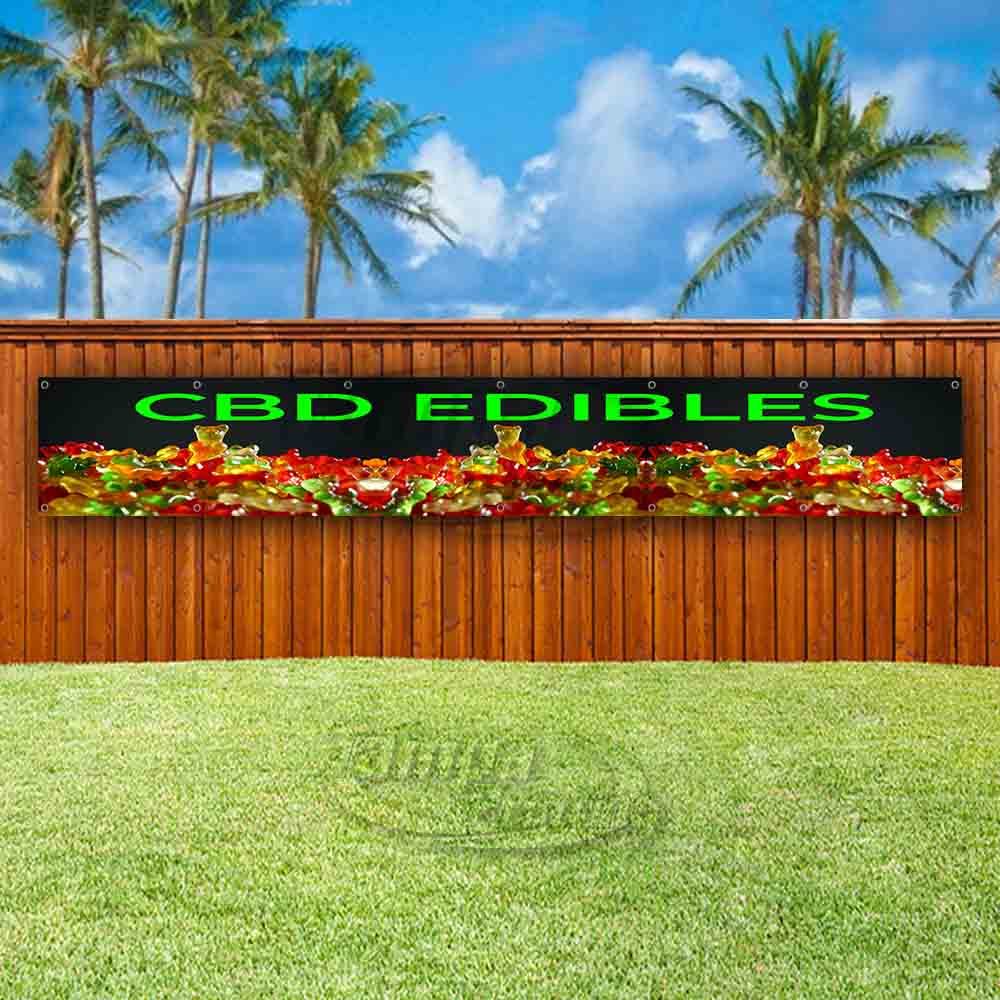 CBD EDIBLES Advertising Vinyl Banner Flag Sign LARGE HUGE XXL SIZES