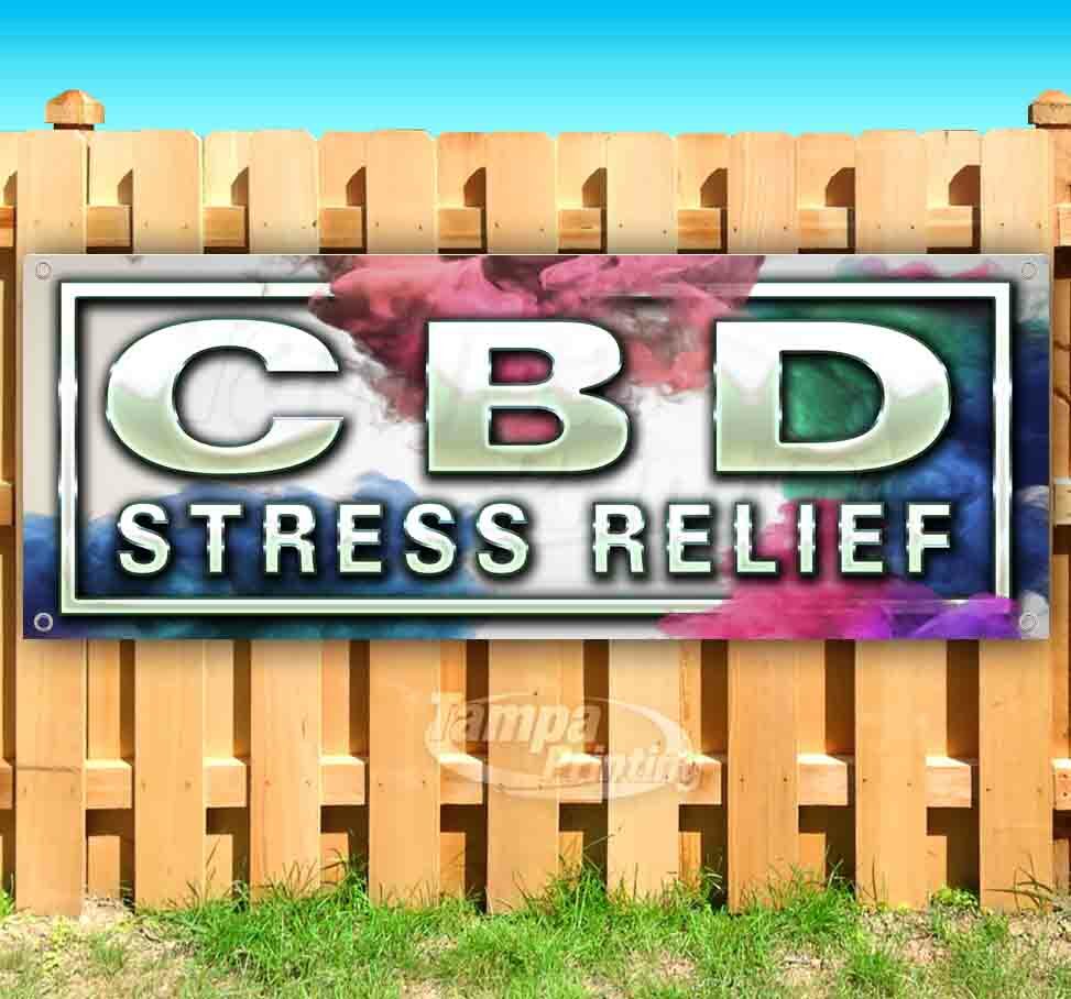 CBD STRESS RELIEF Advertising Vinyl Banner Flag Sign Many Sizes EDIBLES