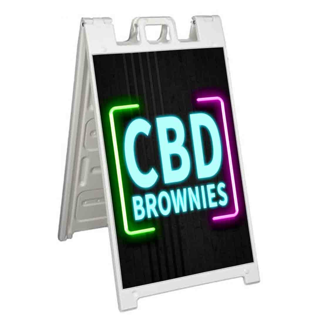 CBD BROWNIES NEON Signicade 24×36 Aframe Sidewalk Sign Banner Decal EDIBLES