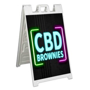 CBD BROWNIES NEON Signicade 24×36 Aframe Sidewalk Sign Banner Decal EDIBLES CBD BROWNIES NEON Signicade 24×36 Aframe Sidewalk Sign Banner Decal EDIBLES
