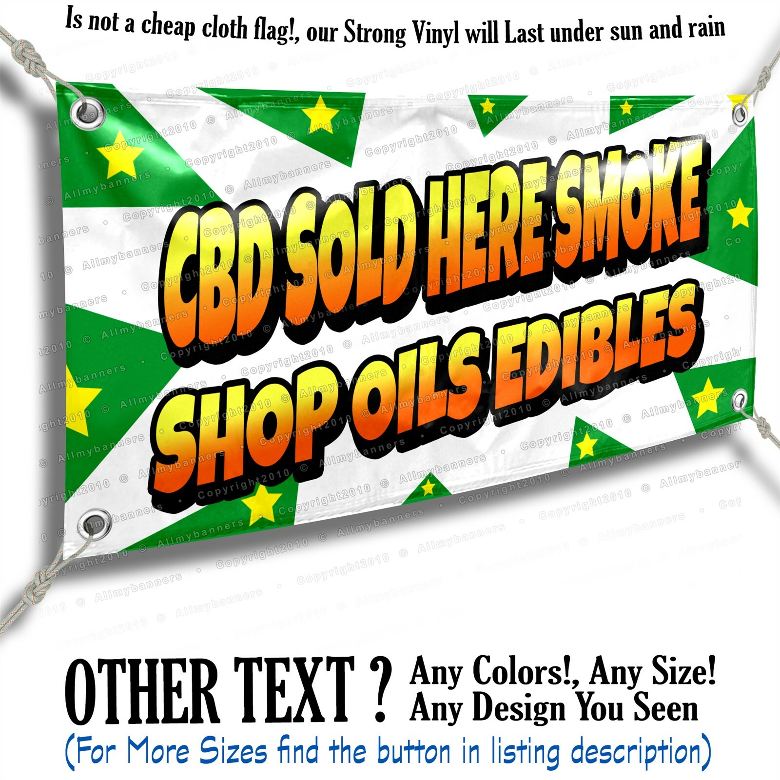 Cbd Sold Here Smoke Shop Oils Edibles Advertising Vinyl Banner Sign Star Flag