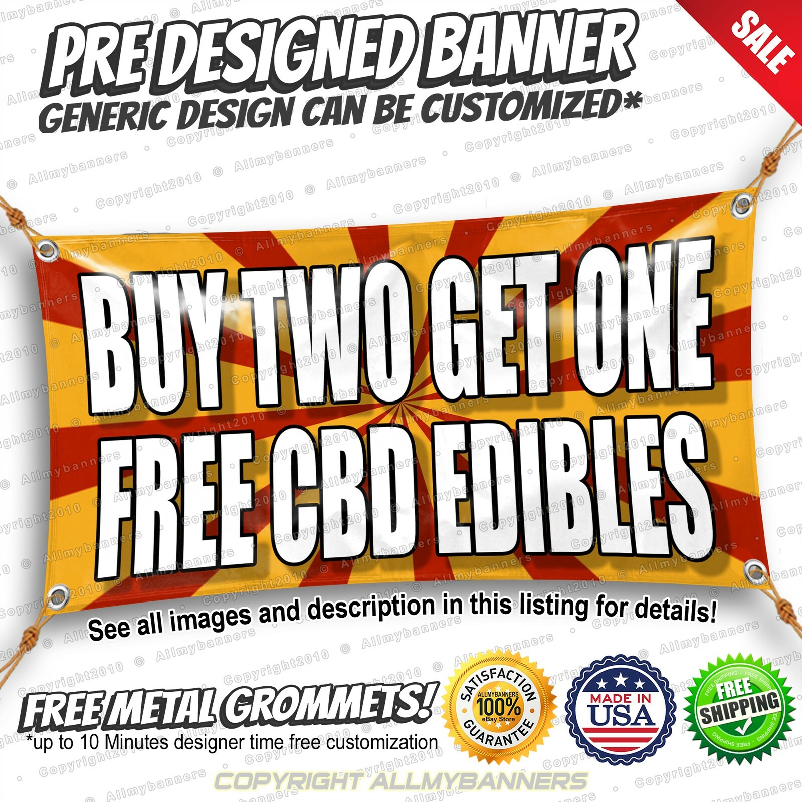 Buy Two Get One Free Cbd Edibles Advertising Vinyl Banner Sign no cheap flag