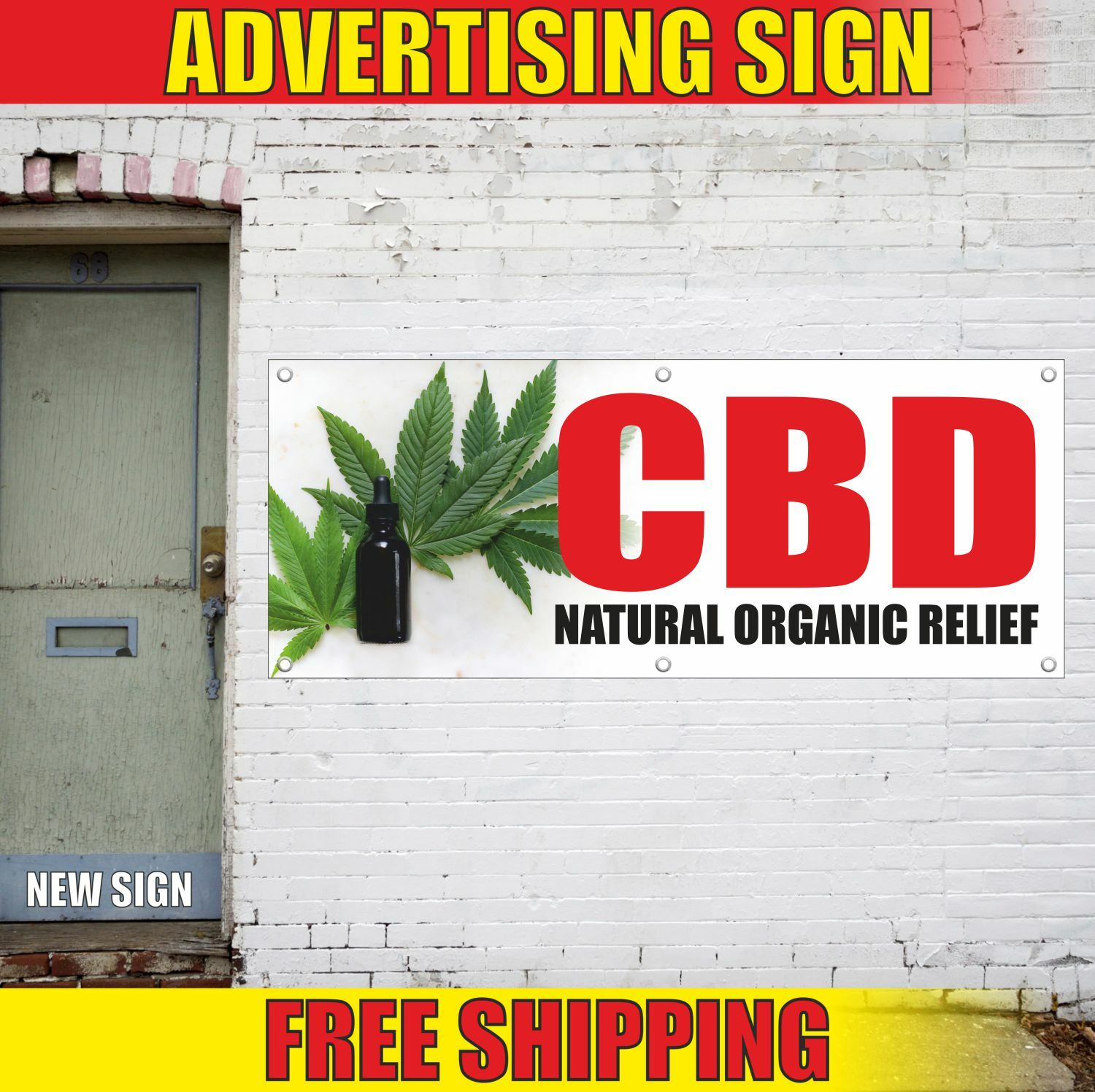 CBD NATURAL ORGANIC RELIEF Advertising Banner Vinyl Mesh Decal Sign EDIBLES OIL