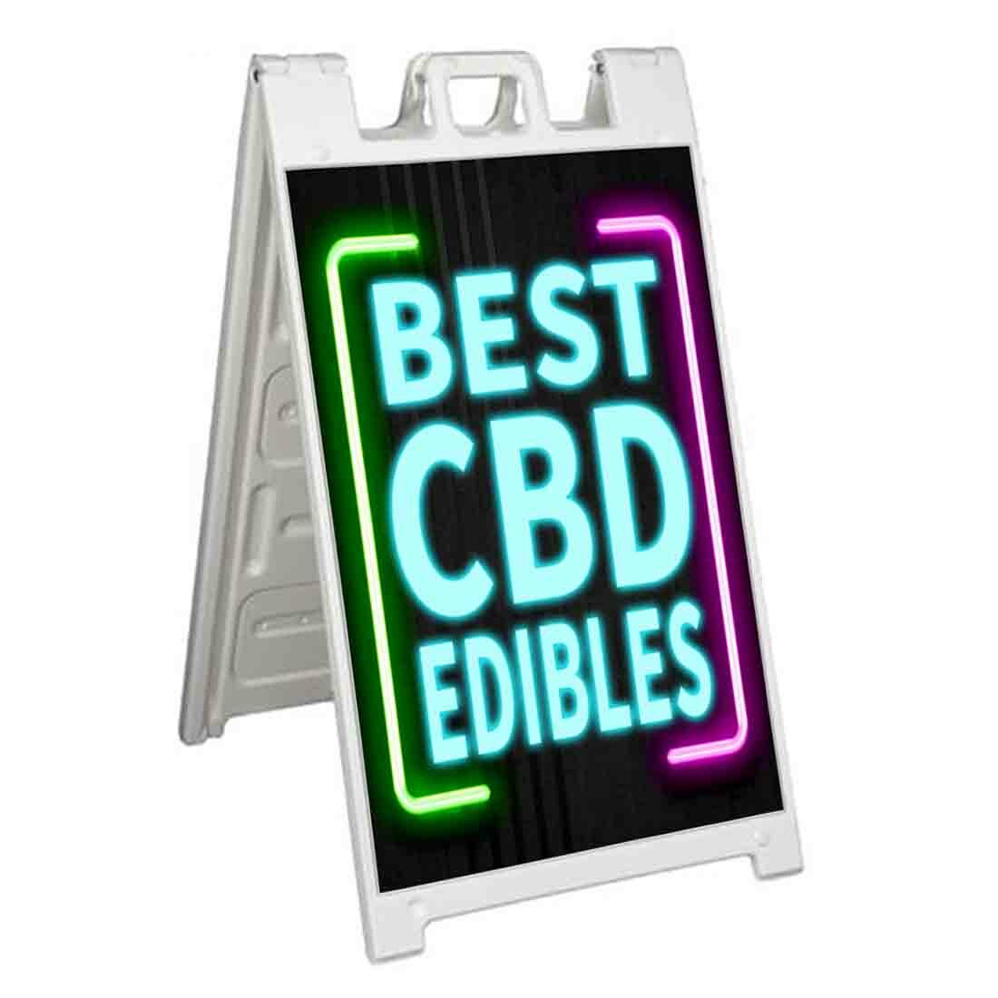 BEST CBD EDIBLES Signicade 24×36 Aframe Sidewalk Sign Banner Decal NEON