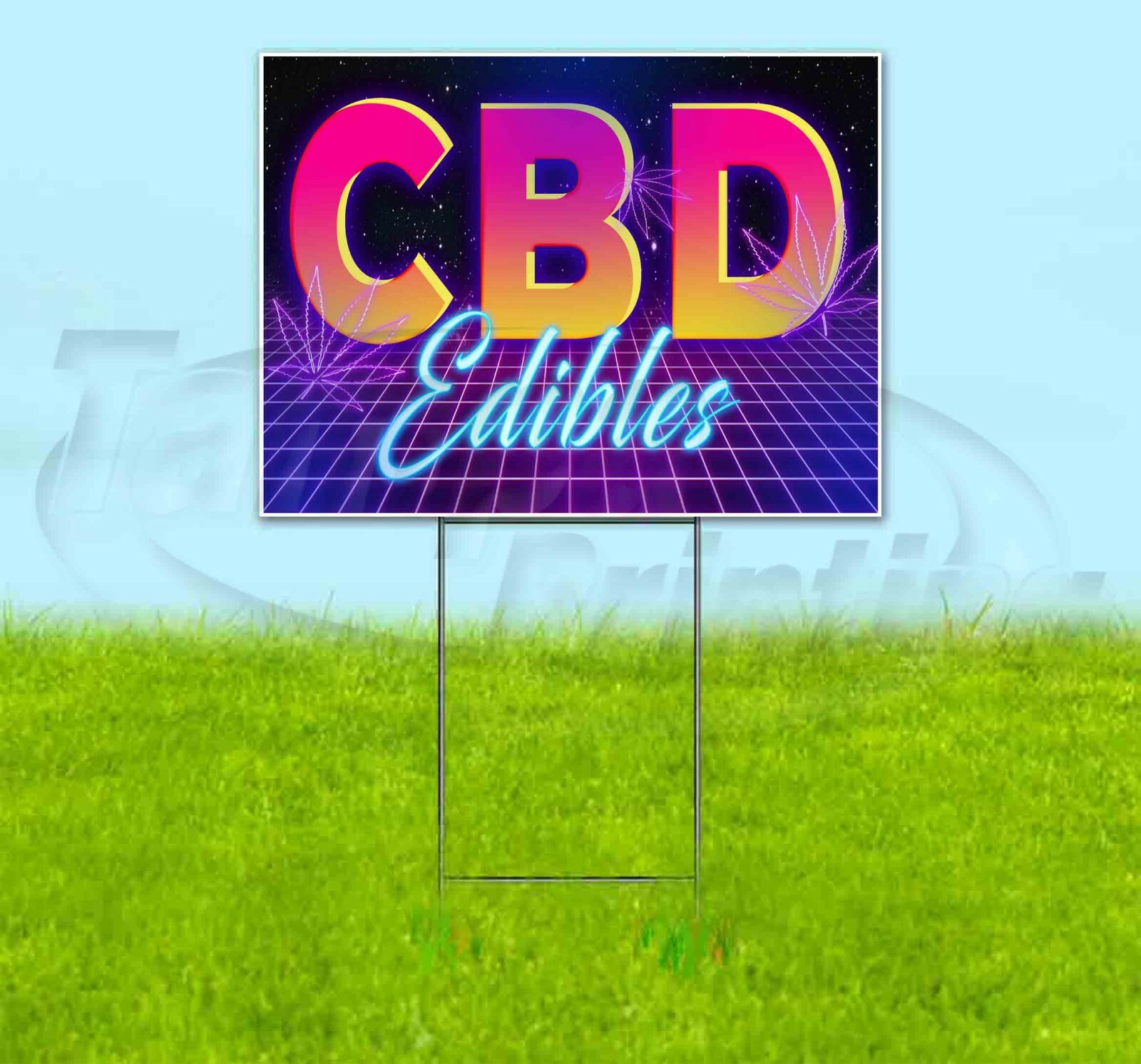 CBD EDIBLES Yard Sign Corrugated Plastic Bandit Lawn Decoration USA 80’s