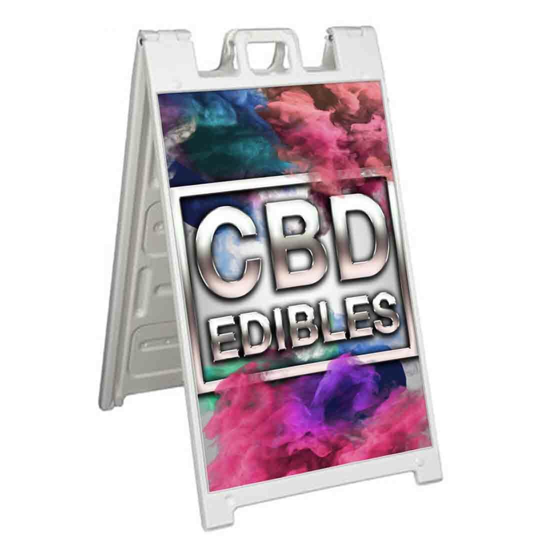 CBD EDIBLES Signicade 24×36 Aframe Sidewalk Sign Banner Decal GUMMIES CANDY