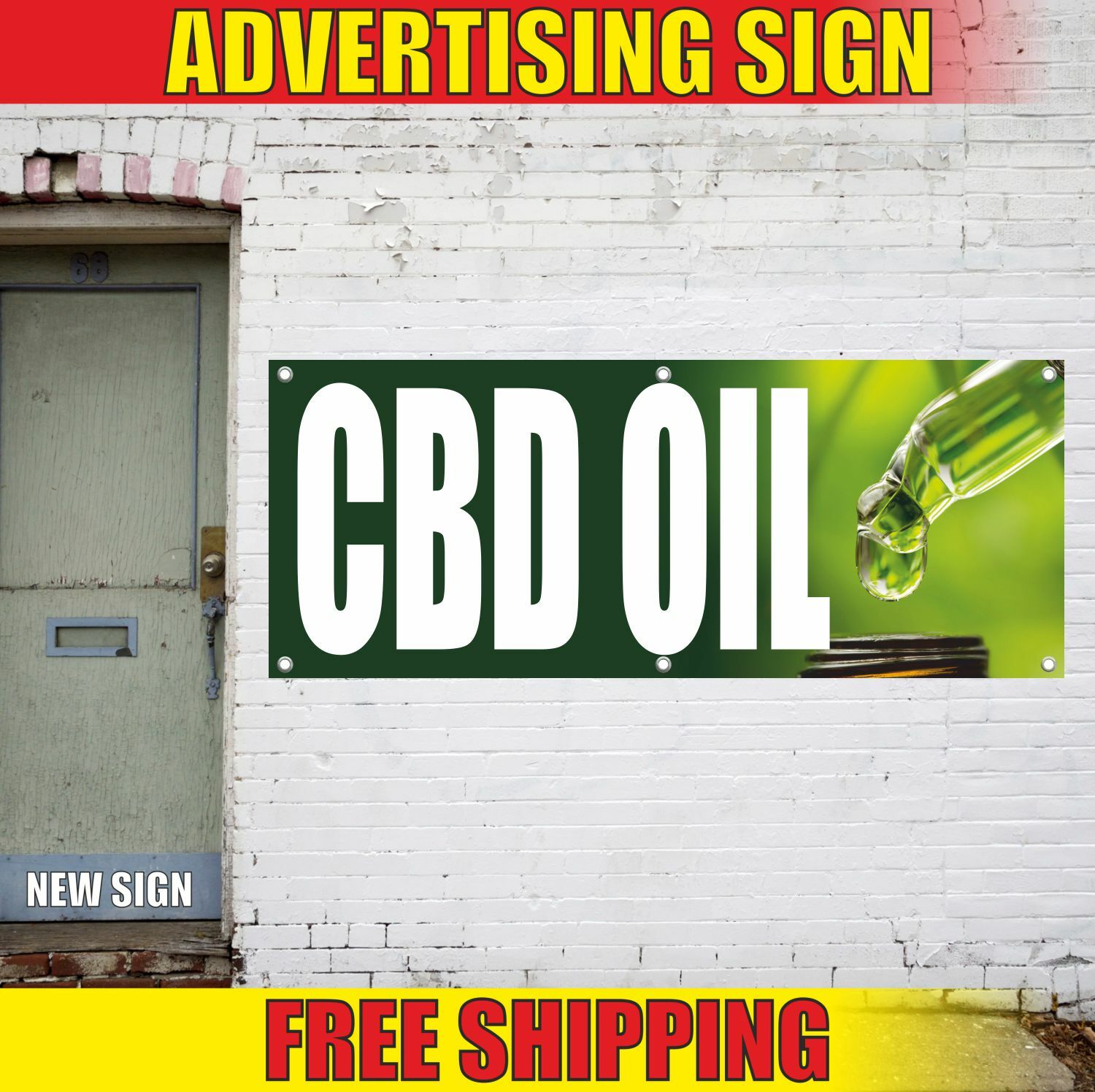 CBD OIL Advertising Banner Vinyl Mesh Decal Sign EDIBLES VAPE RELIEF ORGANIC