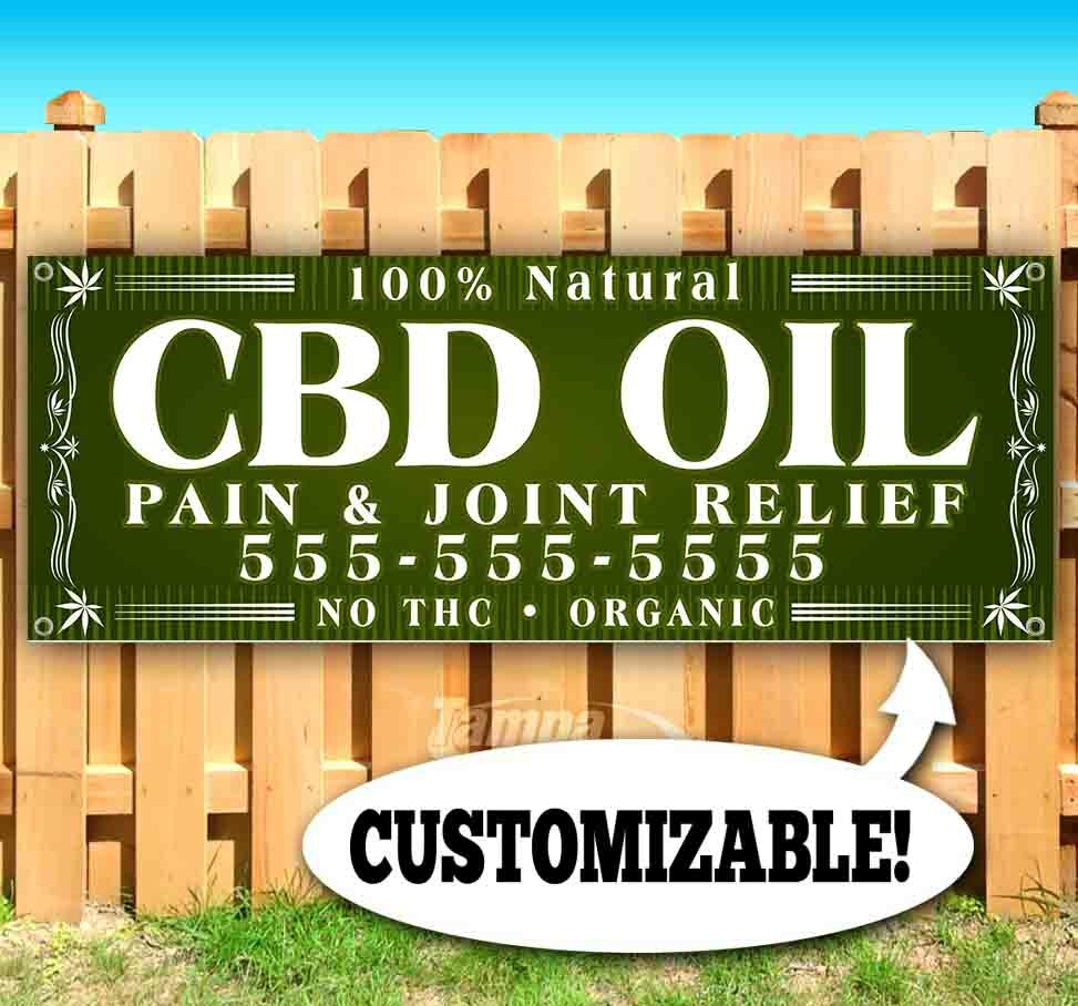 CBD OIL PAIN & JOINT RELIEF CUSTOM PH # Advertising Vinyl Banner Flag Sign USA