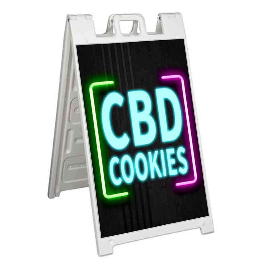 CBD COOKIES NEON Signicade 24×36 Aframe Sidewalk Sign Banner Decal EDIBLES