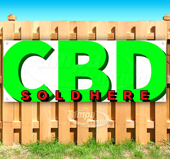 CBD SOLD HERE Advertising Vinyl Banner Flag Sign SMOKE SHOP OILS EDIBLES