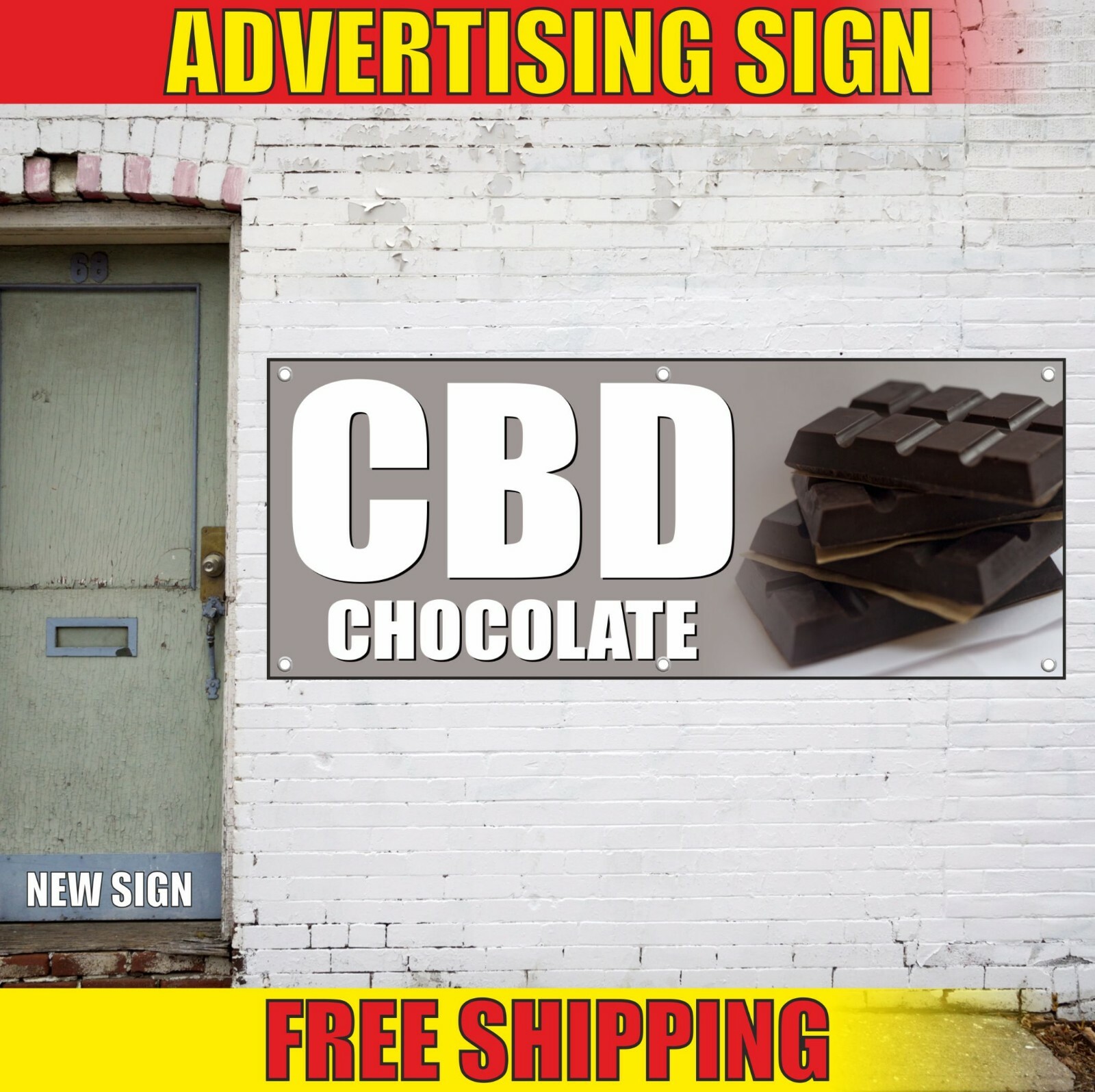 CBD Banner Advertising Vinyl Sign Flag EDIBLES GIFT HOOKAH HERBAL VAPE Chocolate