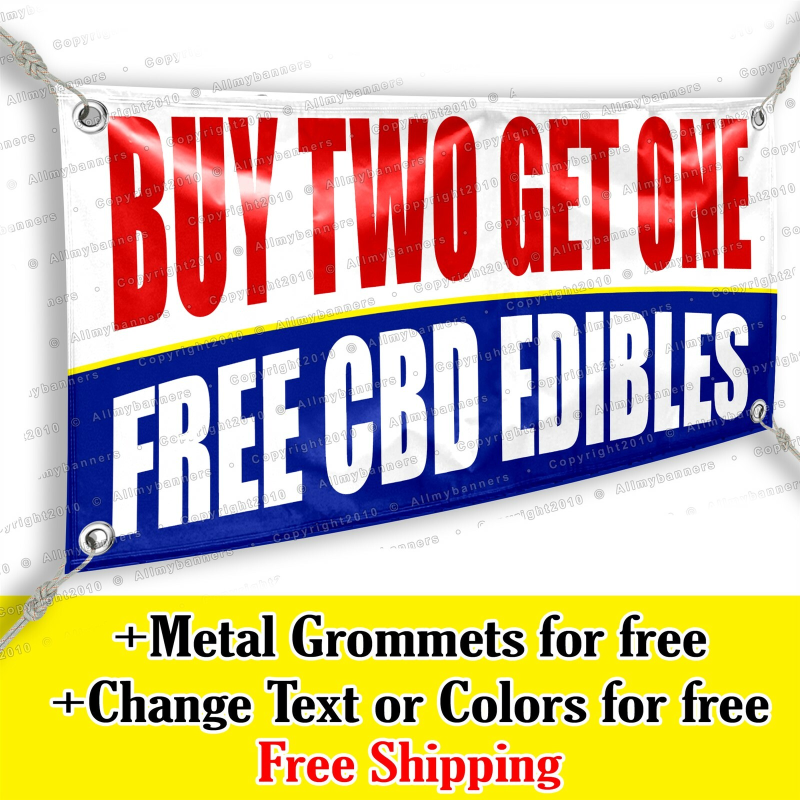 Buy Two Get One Free Cbd Edibles Custom Vinyl Banner Advertising Sign Bicolor