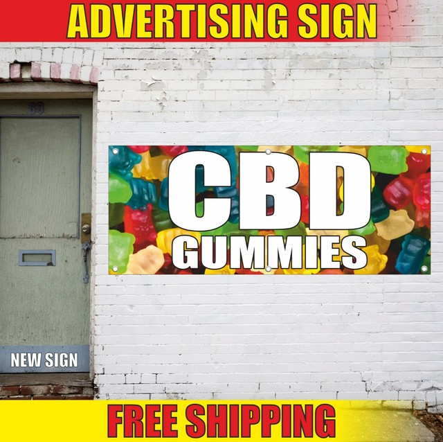 CBD GUMMIES Banner Advertising Vinyl Sign Flag natural edibles flavour oil shop