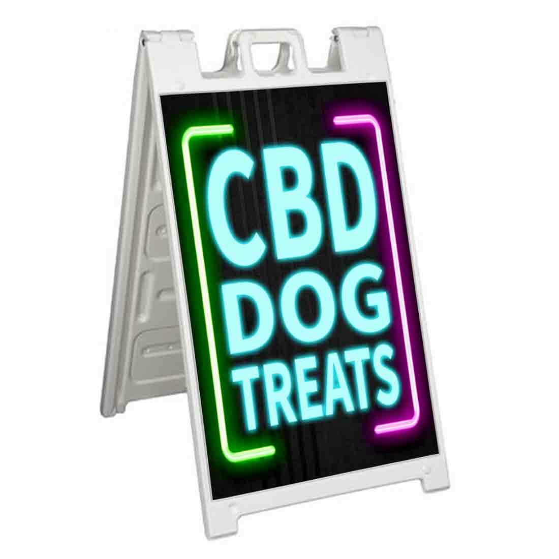 CBD DOG TREATS NEON Signicade 24×36 Aframe Sidewalk Sign Banner Decal EDIBLES